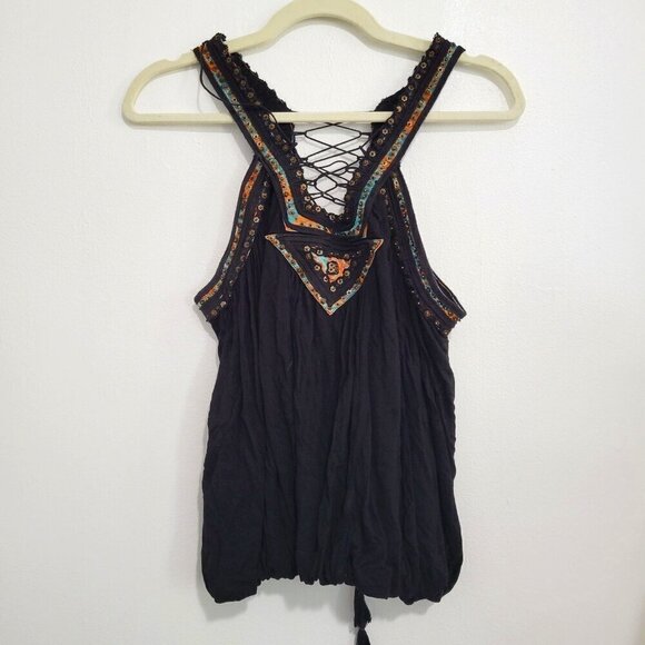 Free People Boho Tank Top Black Size M - Picture 2 of 11